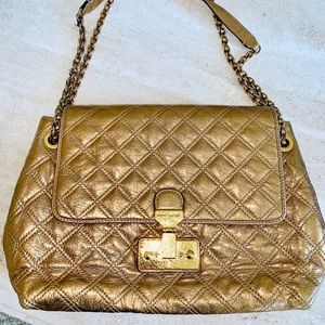 Marc Jacobs quilted gold double chain bag